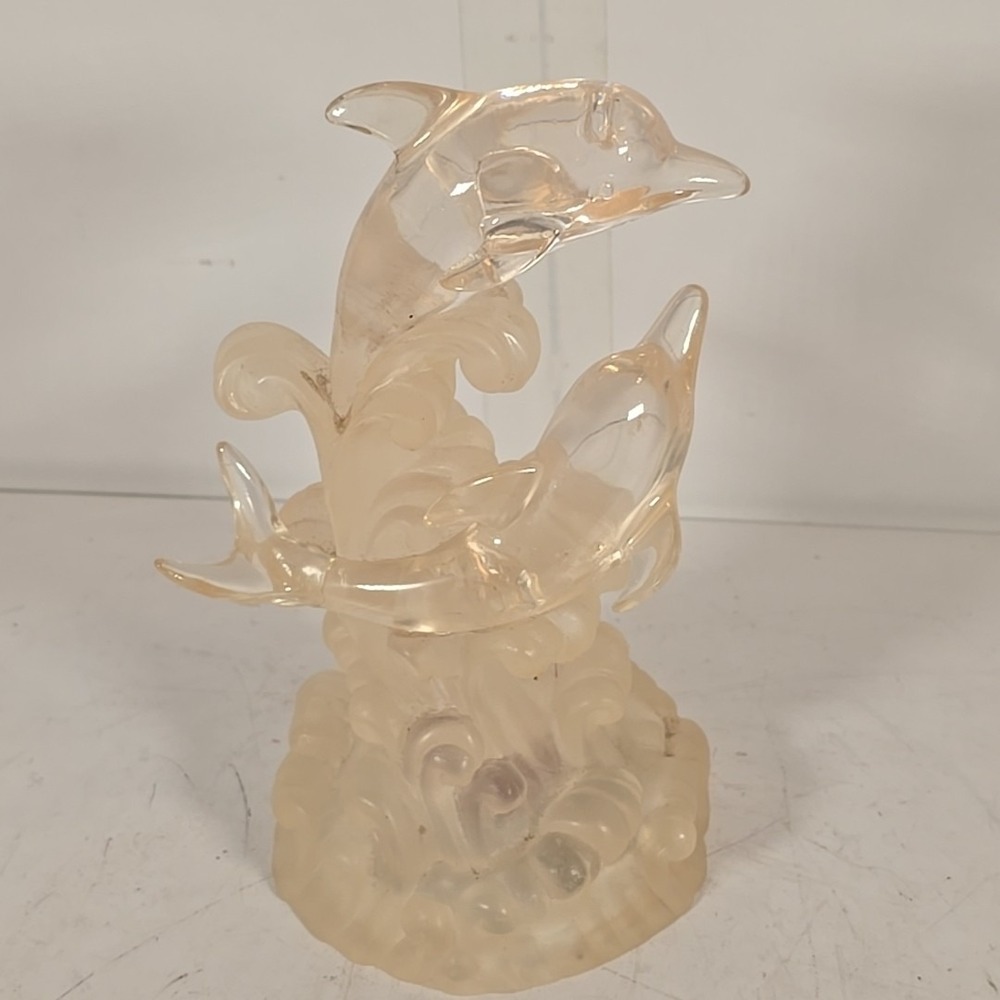 DOLPHIN ON WAVES OF LIGHTS RAINBOW‎ OF COLORS FROSTED SCULPTURE 4 AAA BATTERIES